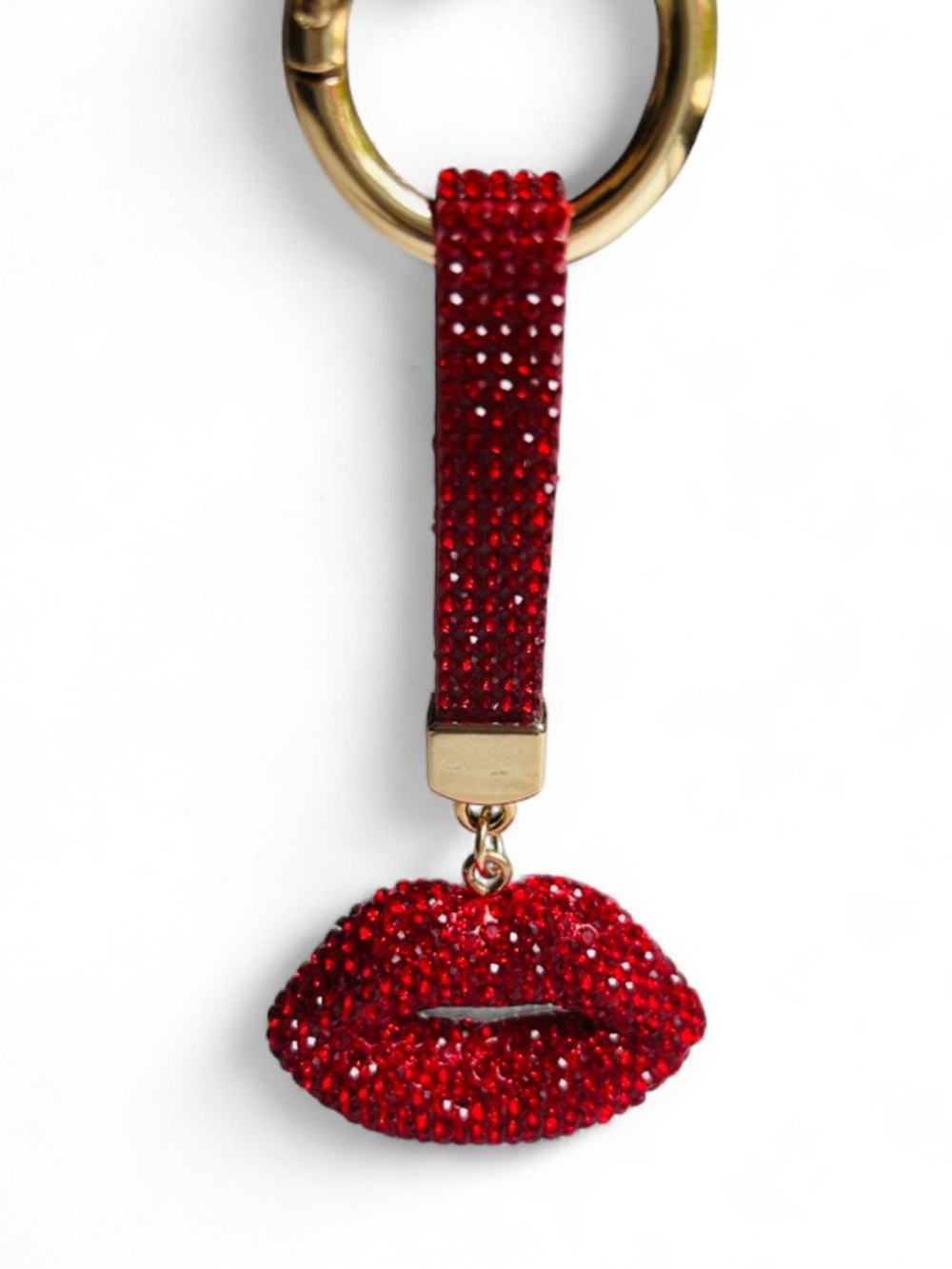 🆕💋 Crystal Rhinestone Lips On Strap Keychain Charm - Picture 9 of 10